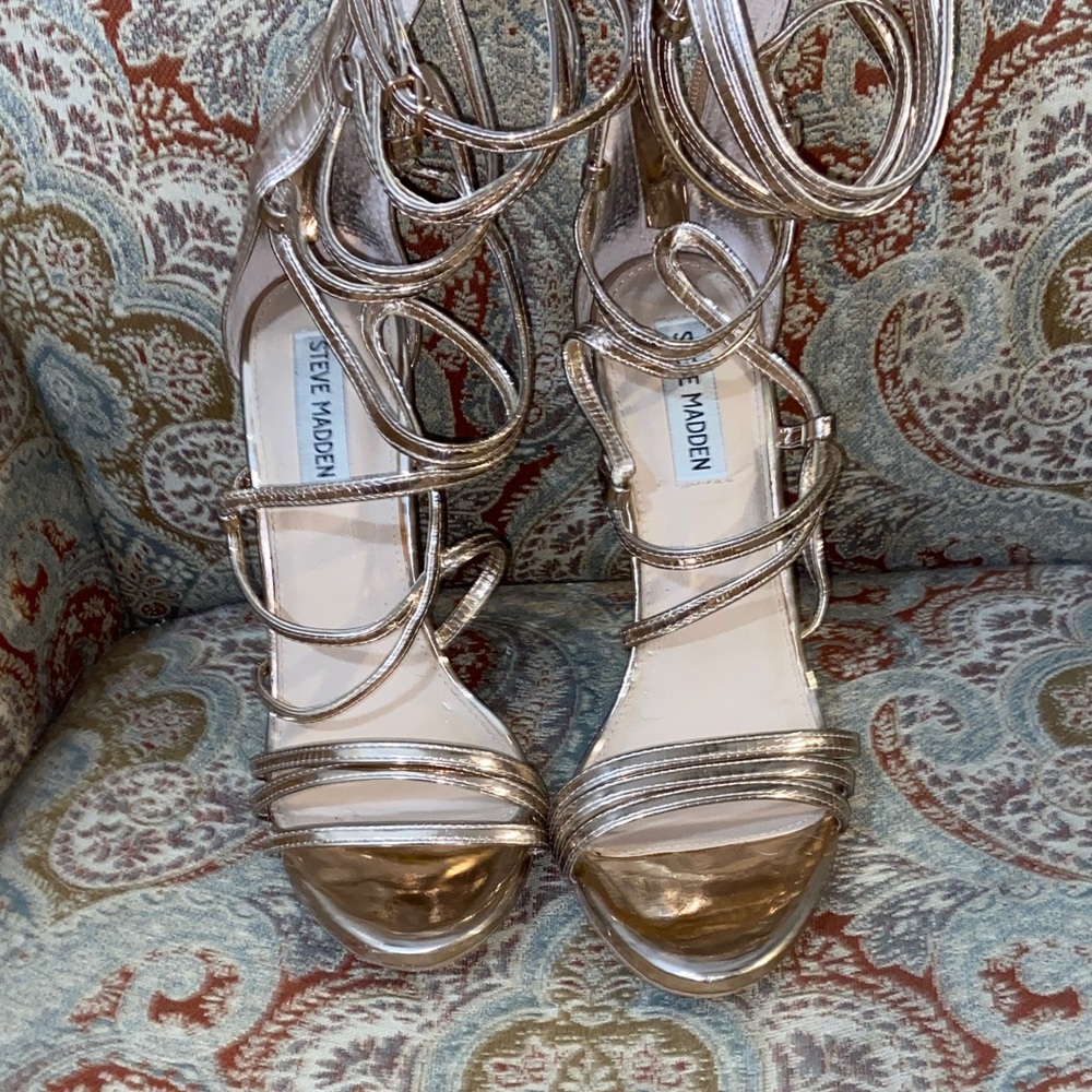 Steve Madden Metallic Strappy Heels